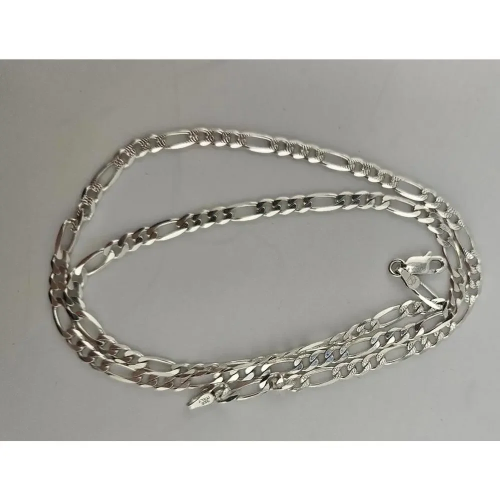 20in Sterling Silver 3.7mm Diamond Cut Figaro Necklace Chain - Picture 6 of 12